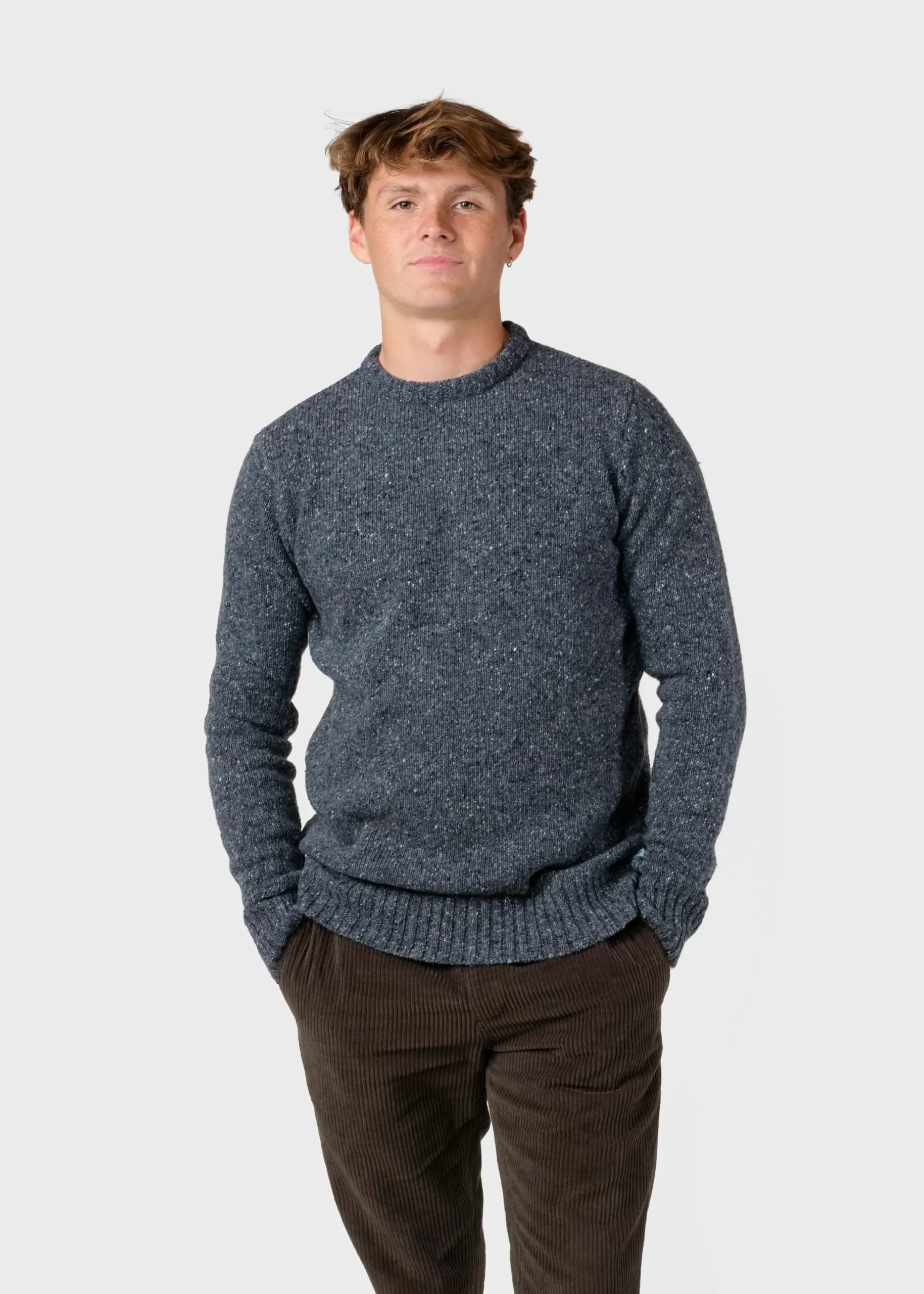 Klitmoller Collective Recycelte Wolle-Aage knit - Grey melange Greymelange
