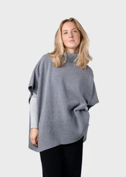 Klitmoller Collective Strick-Alba knit poncho - Light grey Lightgrey