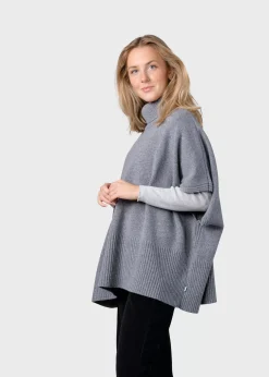 Klitmoller Collective Strick-Alba knit poncho - Light grey Lightgrey