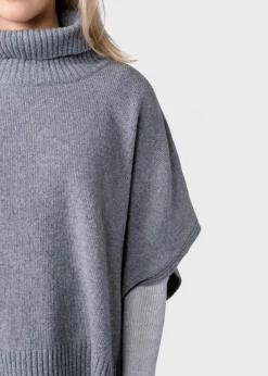 Klitmoller Collective Strick-Alba knit poncho - Light grey Lightgrey