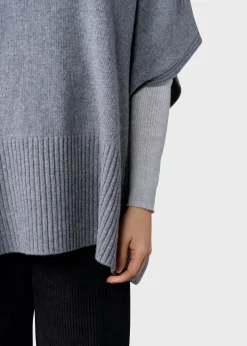 Klitmoller Collective Strick-Alba knit poncho - Light grey Lightgrey