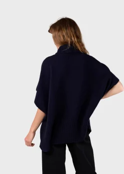 Klitmoller Collective Strick-Alba knit poncho - Navy Lightgrey
