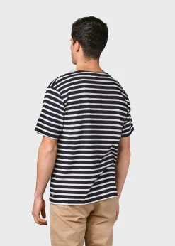 Klitmoller Collective T-shirts-Albert tee - Navy/cream Ocean/cream