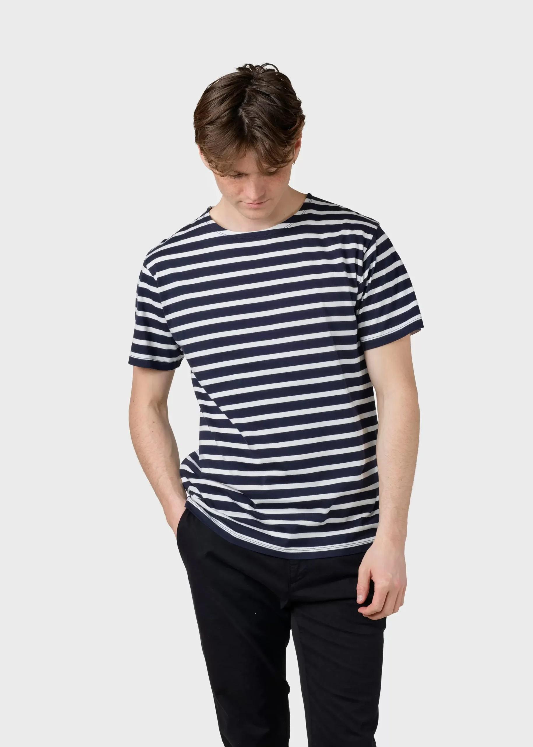 Klitmoller Collective T-shirts-Albert tee - Navy/cream Ocean/cream