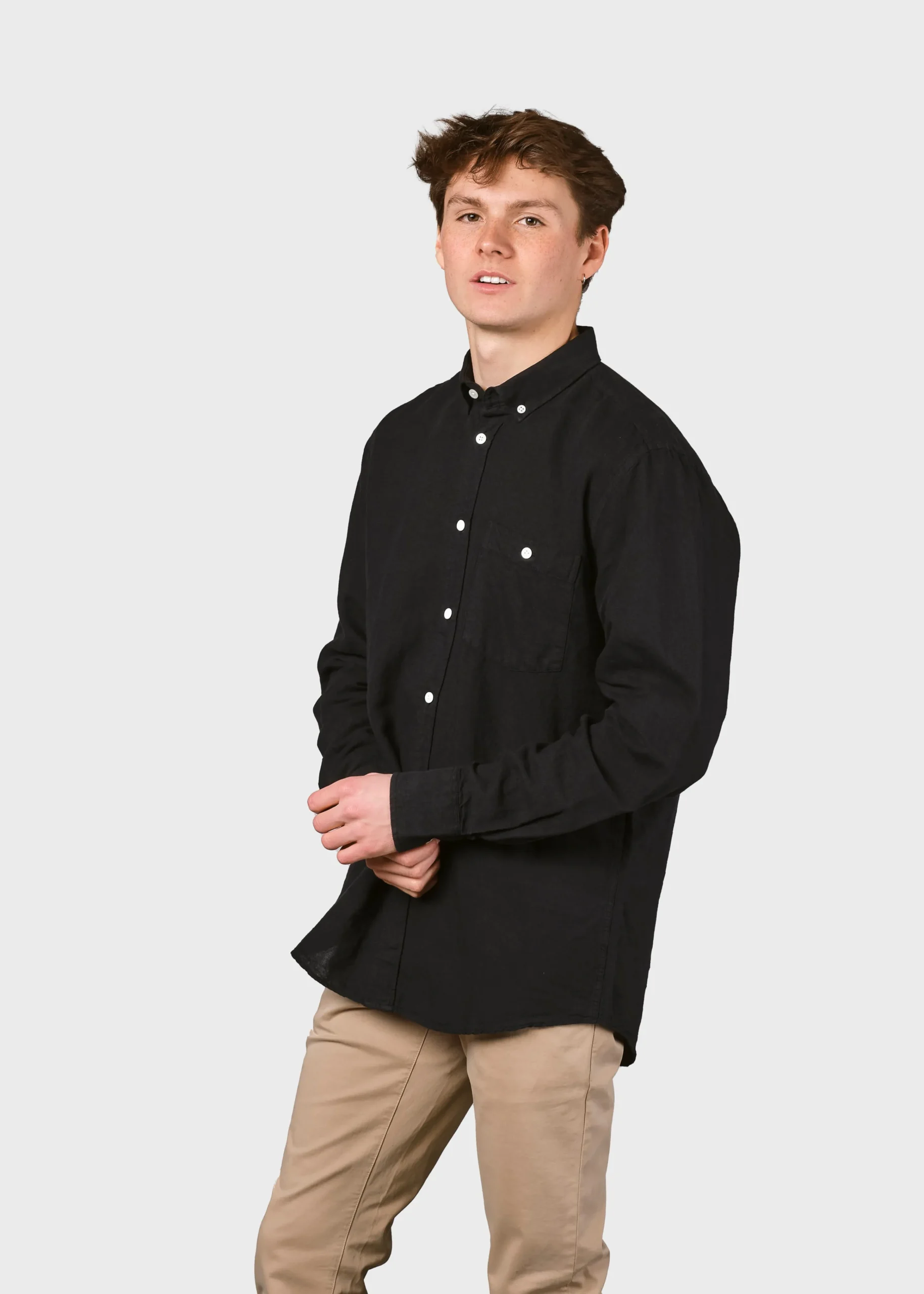 Klitmoller Collective Hemden-Benjamin linen shirt - Black Bluemelange