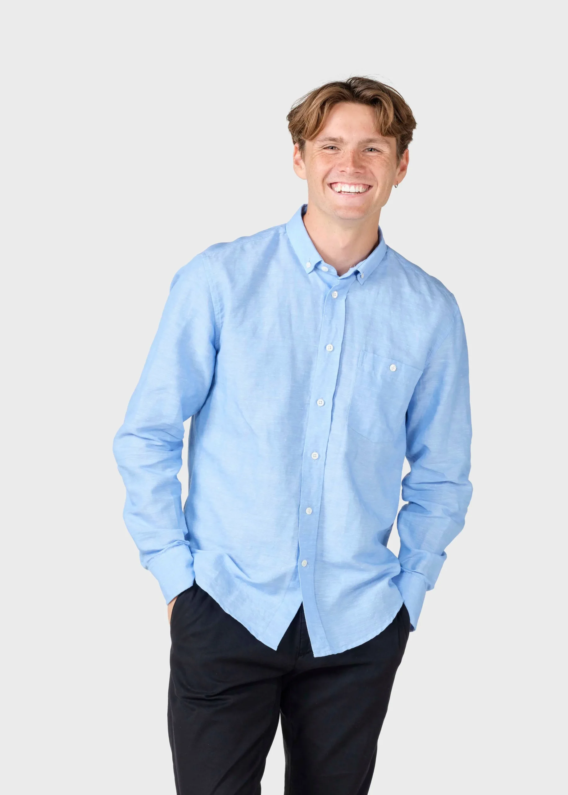 Klitmoller Collective Hemden-Benjamin linen shirt - Blue melange Bluemelange