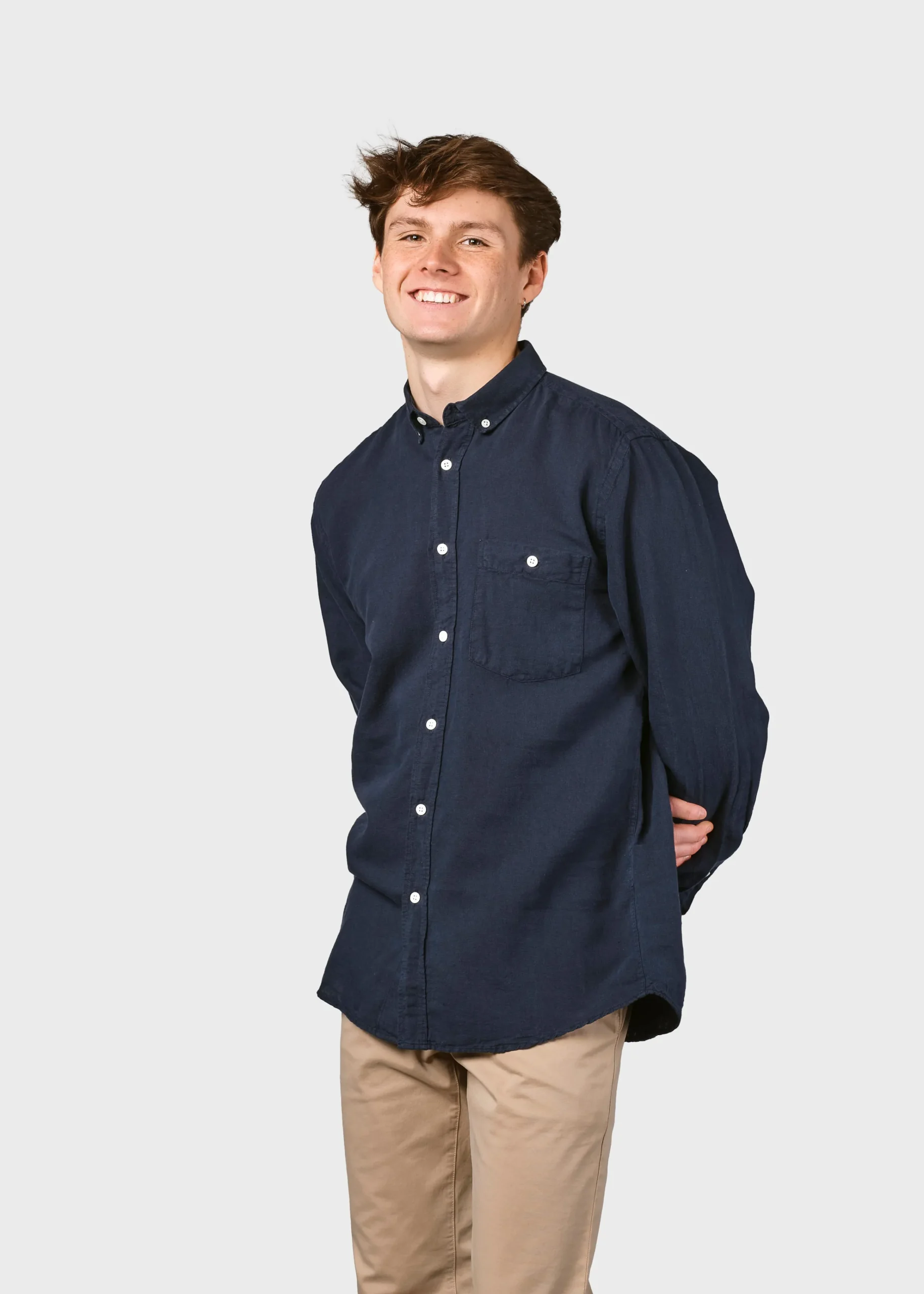 Klitmoller Collective Hemden-Benjamin linen shirt - Navy Bluemelange