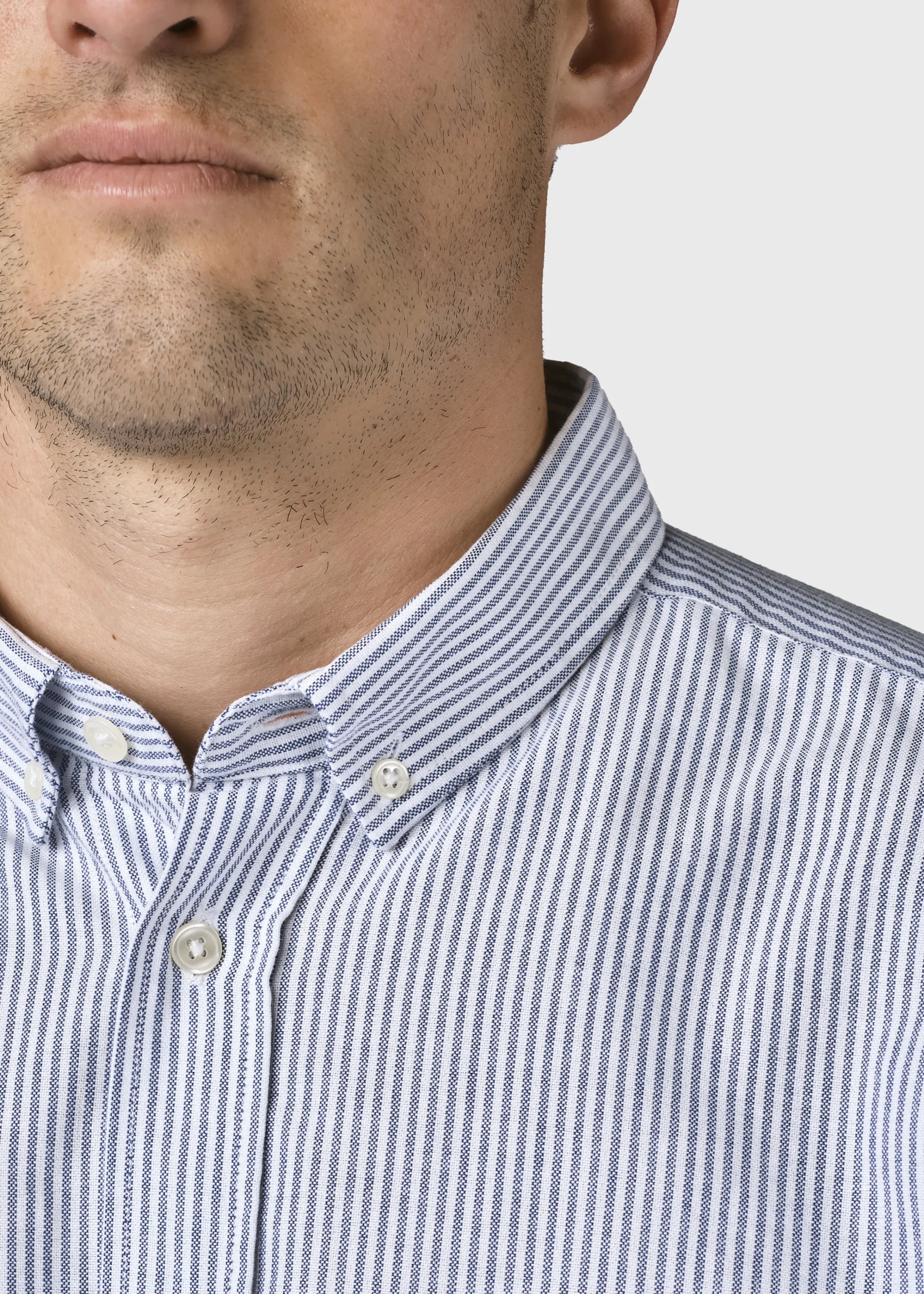 Klitmoller Collective Hemden-Benjamin striped shirt - White/navy White/sand