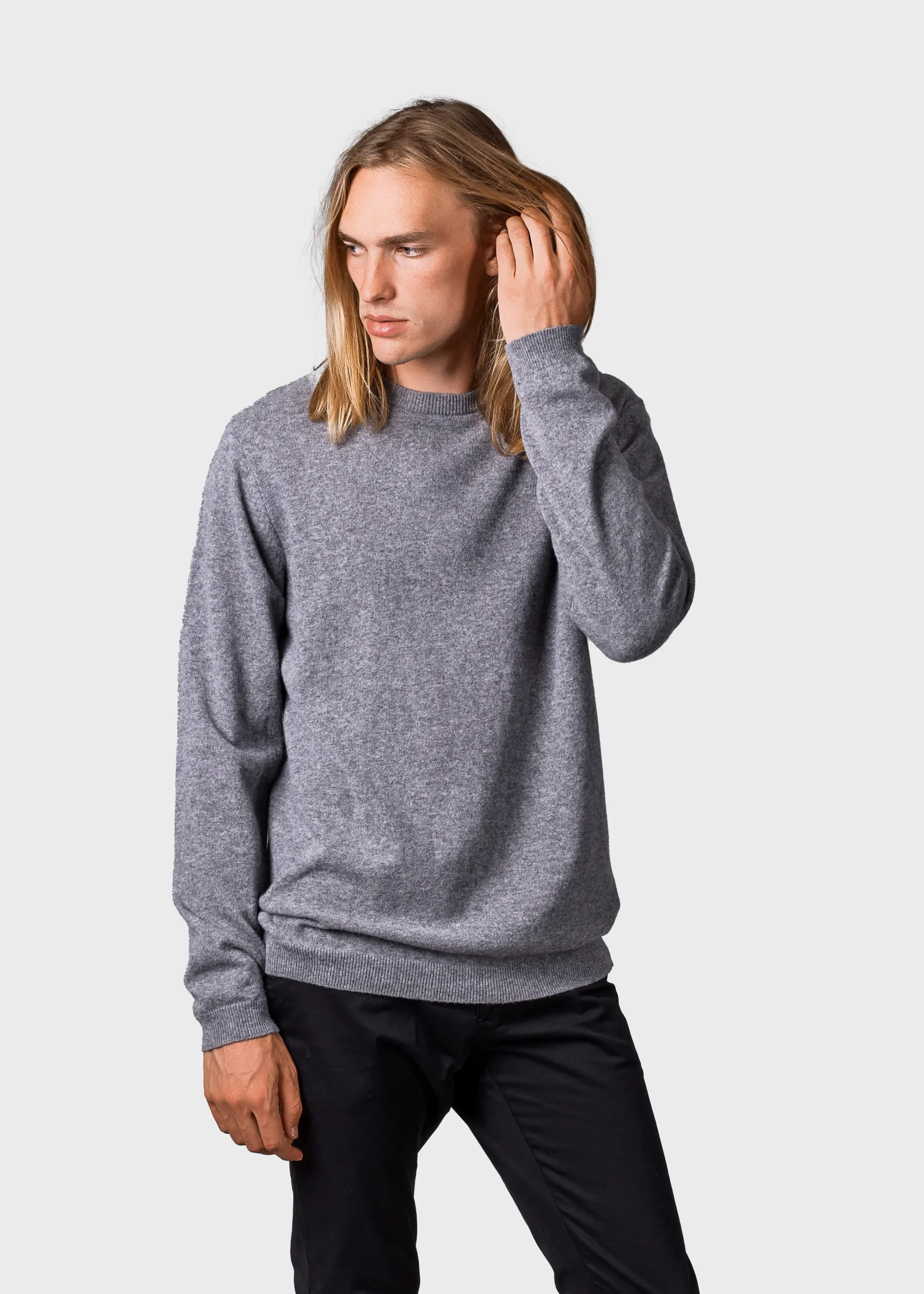 Klitmoller Collective Strick-Daniel knit - Light grey MossGreen