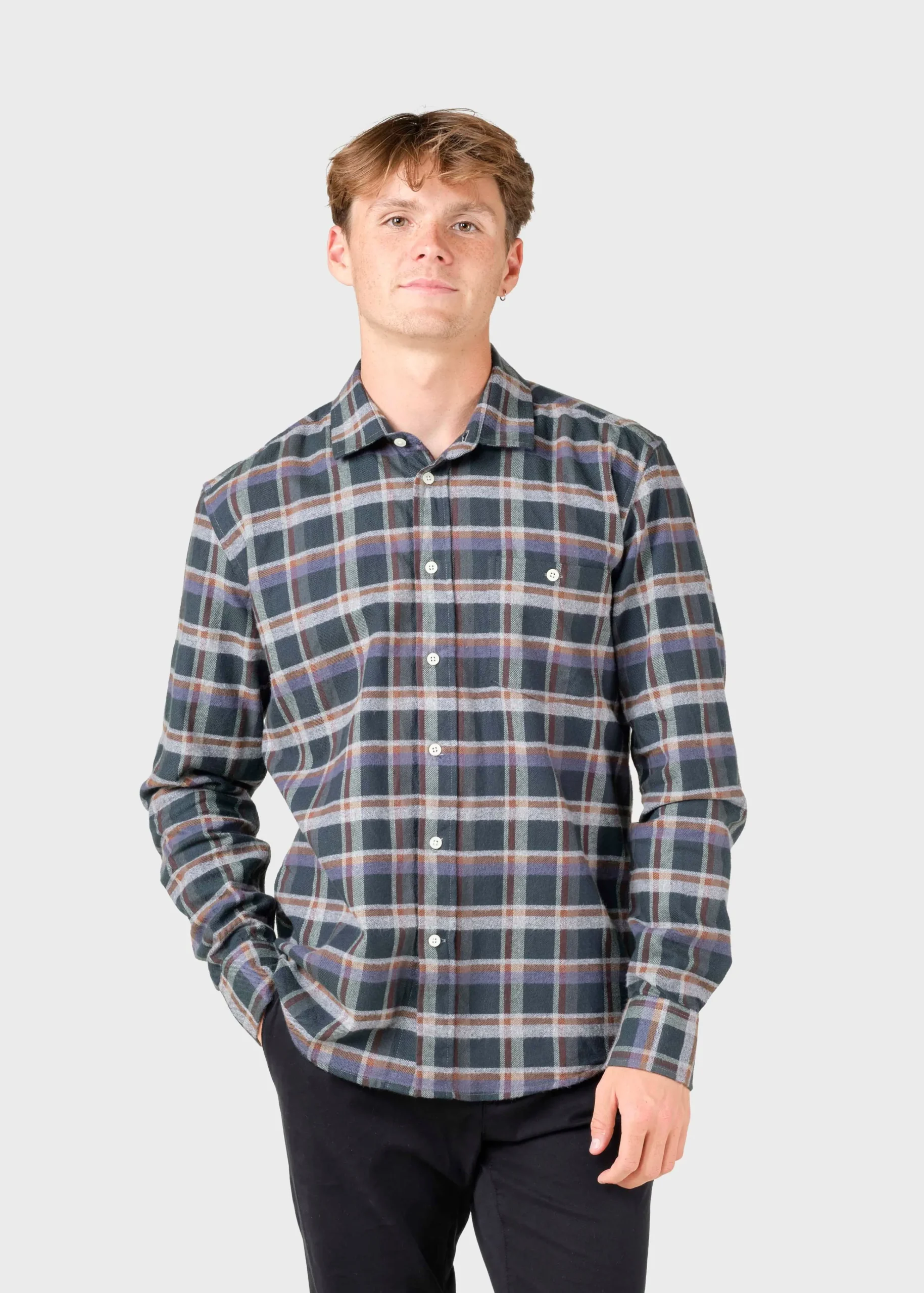 Klitmoller Collective Hemden-Eddie shirt - Moss green/grey/navy Mossgreen/grey/navy