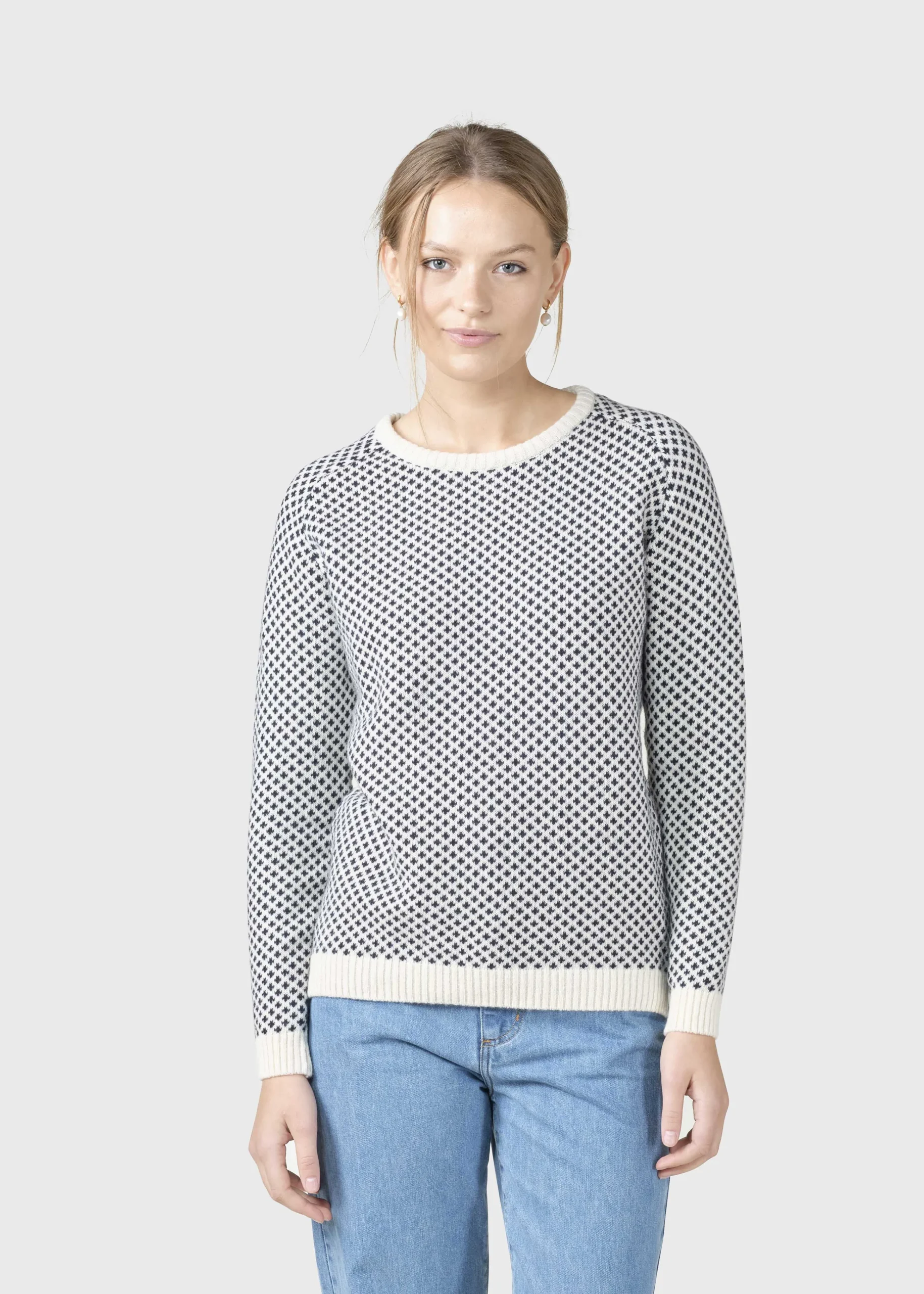 Klitmoller Collective Strick-Elaine knit - Cream/navy Cream/lightblue