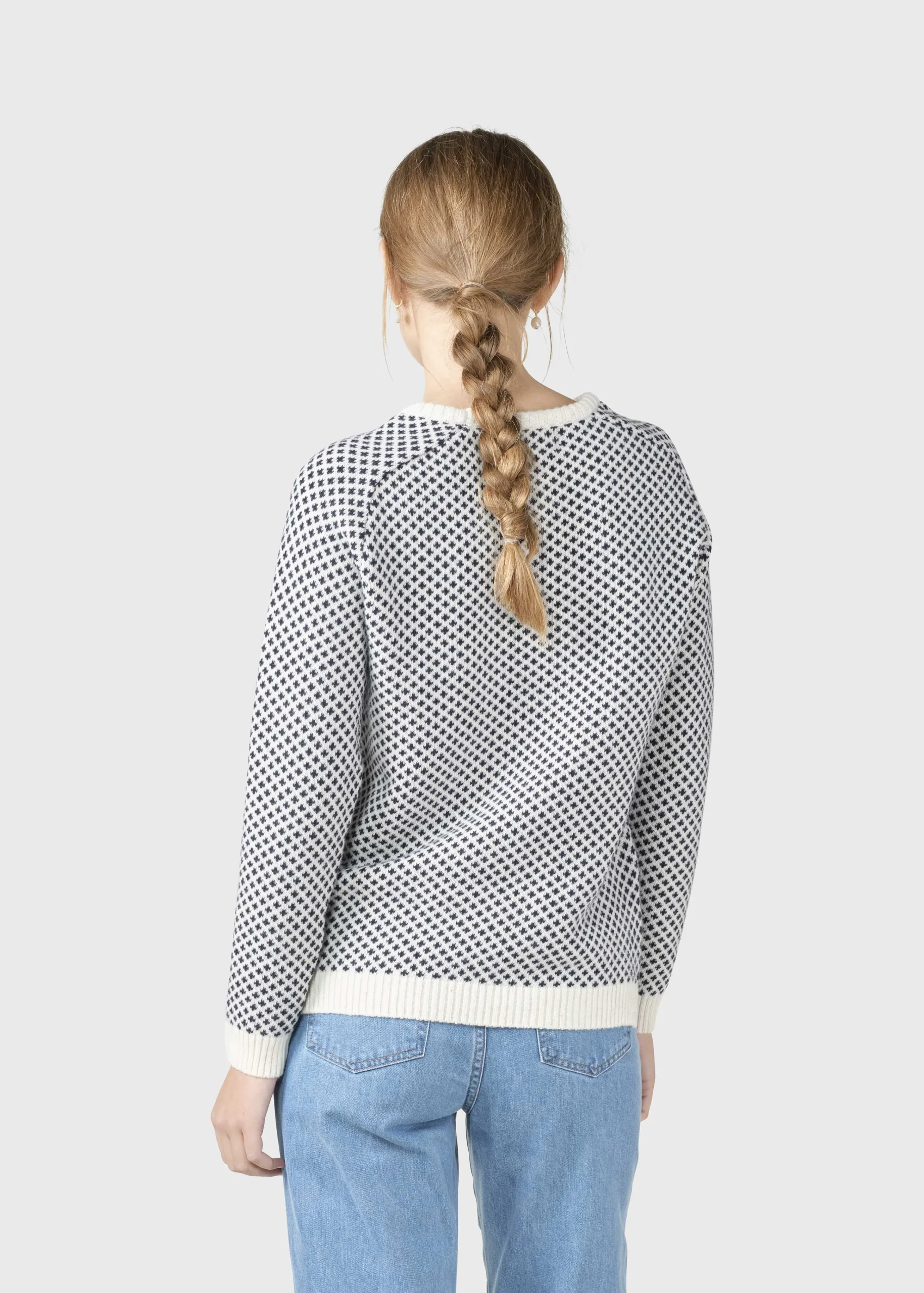 Klitmoller Collective Strick-Elaine knit - Cream/navy Cream/lightblue