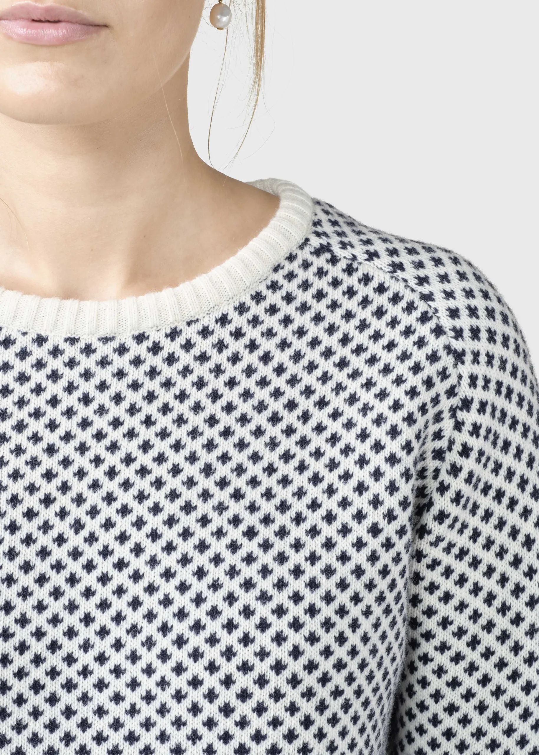 Klitmoller Collective Strick-Elaine knit - Cream/navy Cream/lightblue