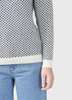 Klitmoller Collective Strick-Elaine knit - Cream/navy Cream/lightblue