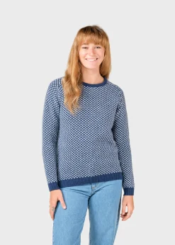 Klitmoller Collective Strick-Elaine knit - Deep blue/cream Cream/lightblue