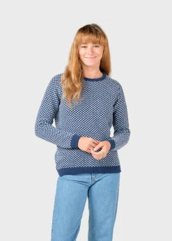 Klitmoller Collective Strick-Elaine knit - Deep blue/cream Cream/lightblue