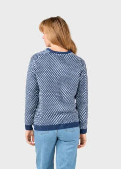 Klitmoller Collective Strick-Elaine knit - Deep blue/cream Cream/lightblue