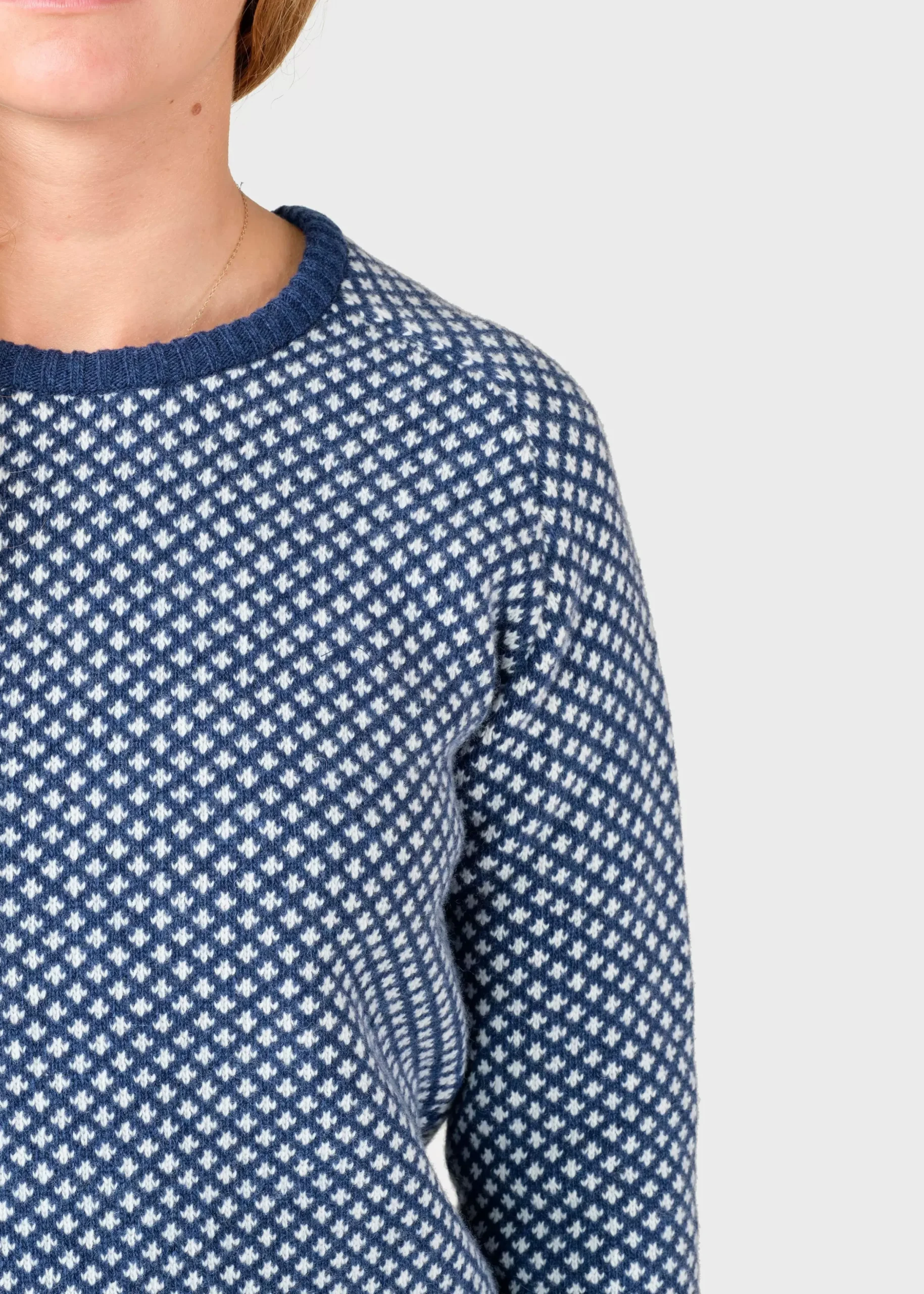 Klitmoller Collective Strick-Elaine knit - Deep blue/cream Cream/lightblue