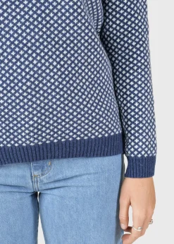 Klitmoller Collective Strick-Elaine knit - Deep blue/cream Cream/lightblue
