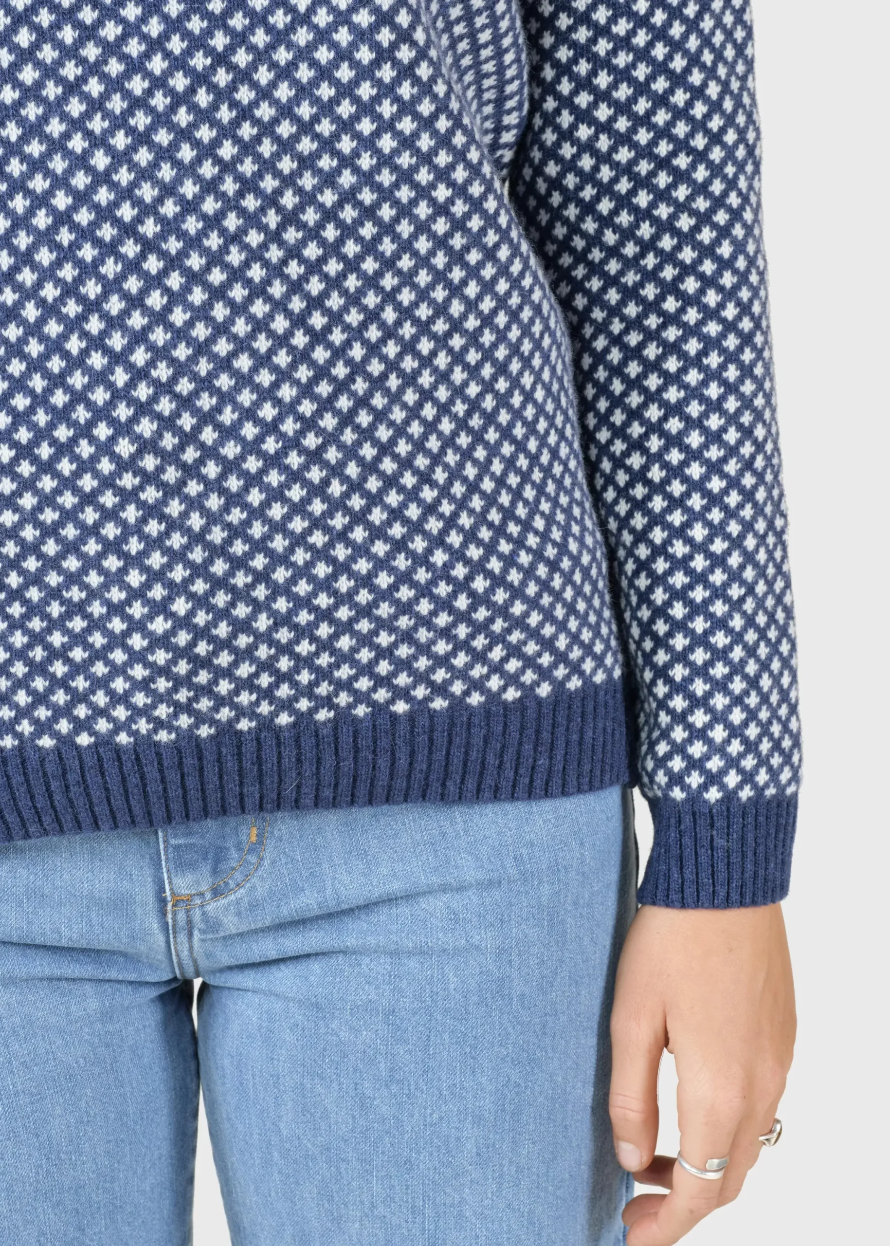 Klitmoller Collective Strick-Elaine knit - Deep blue/cream Cream/lightblue