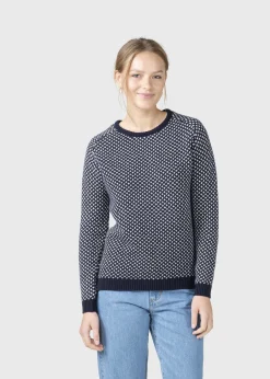 Klitmoller Collective Strick-Elaine knit - Navy/cream Cream/lightblue