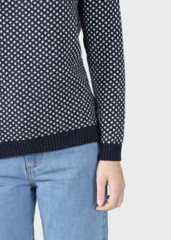 Klitmoller Collective Strick-Elaine knit - Navy/cream Cream/lightblue