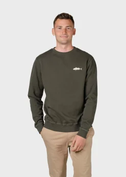 Klitmoller Collective Sweatshirts-Elof crew - Olive Greymelange