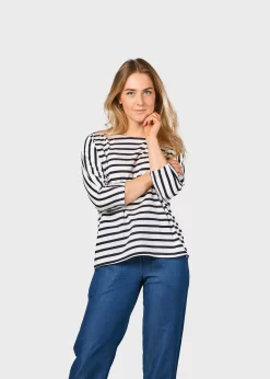 Klitmoller Collective T-shirts-Emma striped tee - Cream/navy Sand/cream