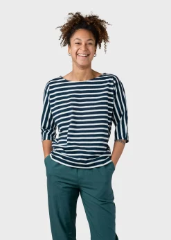Klitmoller Collective T-shirts-Emma striped tee - Navy/cream Sand/cream