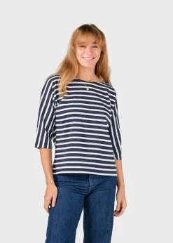 Klitmoller Collective T-shirts-Emma striped tee - Navy/cream Sand/cream