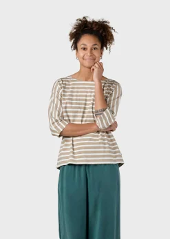 Klitmoller Collective T-shirts-Emma striped tee - Sand/cream