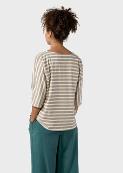 Klitmoller Collective T-shirts-Emma striped tee - Sand/cream