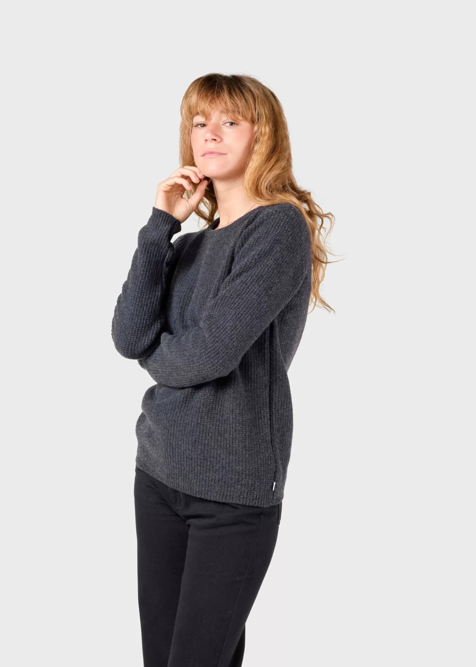 Klitmoller Collective Strick-Fenja Knit - Anthracite Pastelgrey