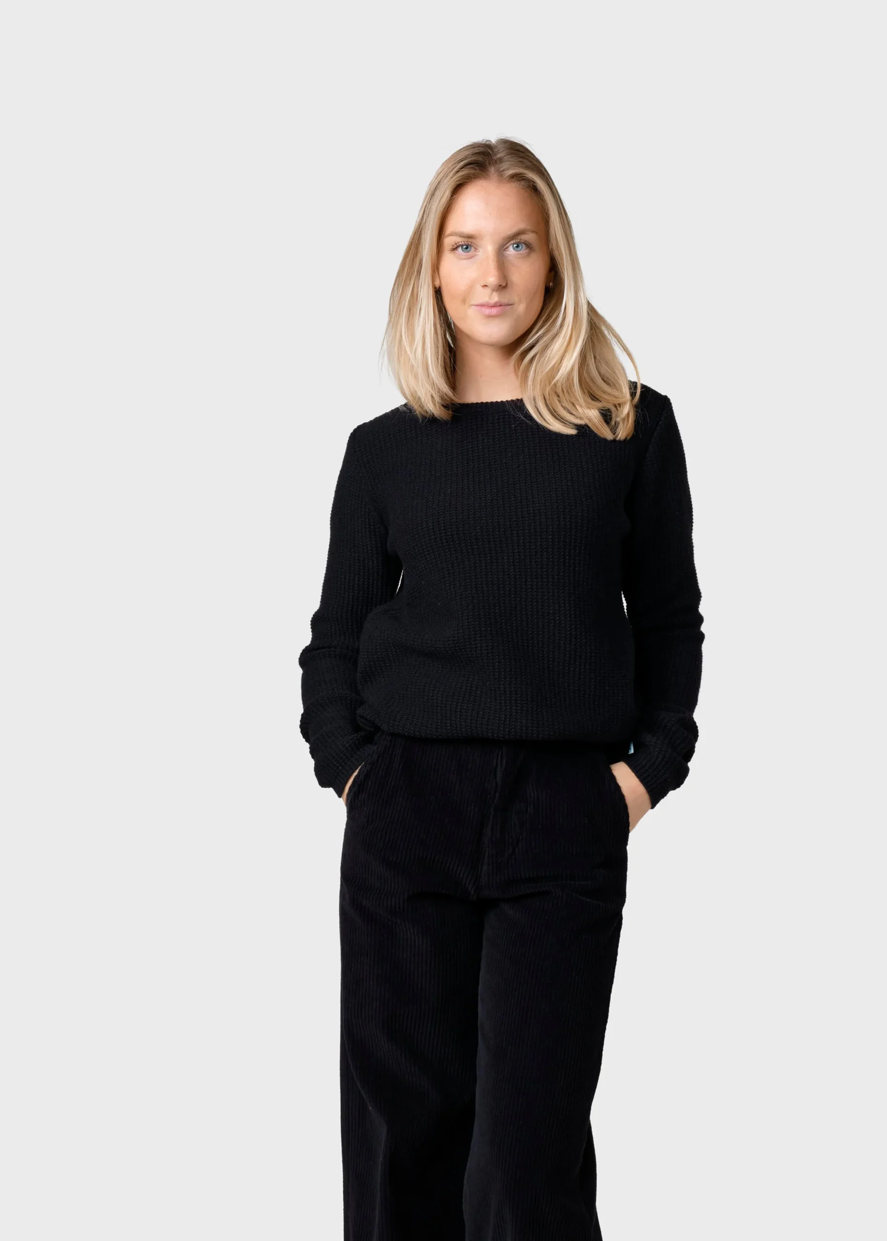 Klitmoller Collective Strick-Fenja Knit - Black Pastelgrey