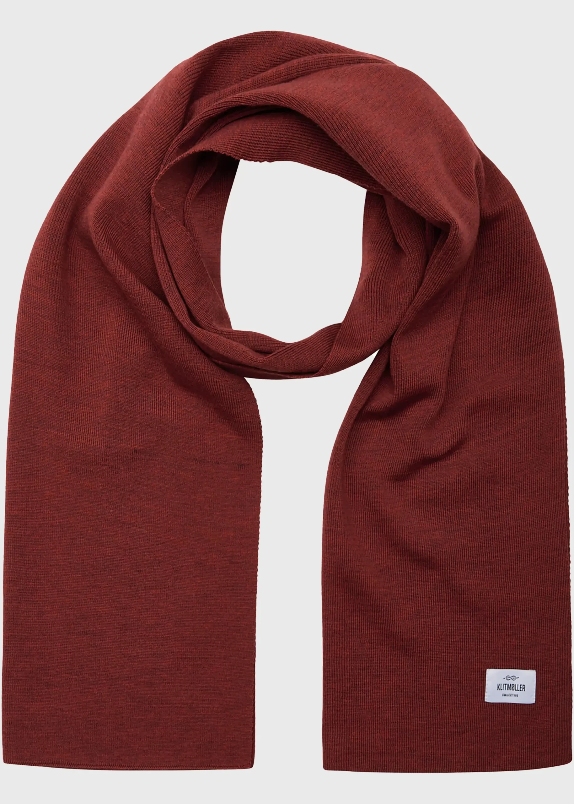 Klitmoller Collective Accessories-Fine rib scarf - Clay red Lightblue