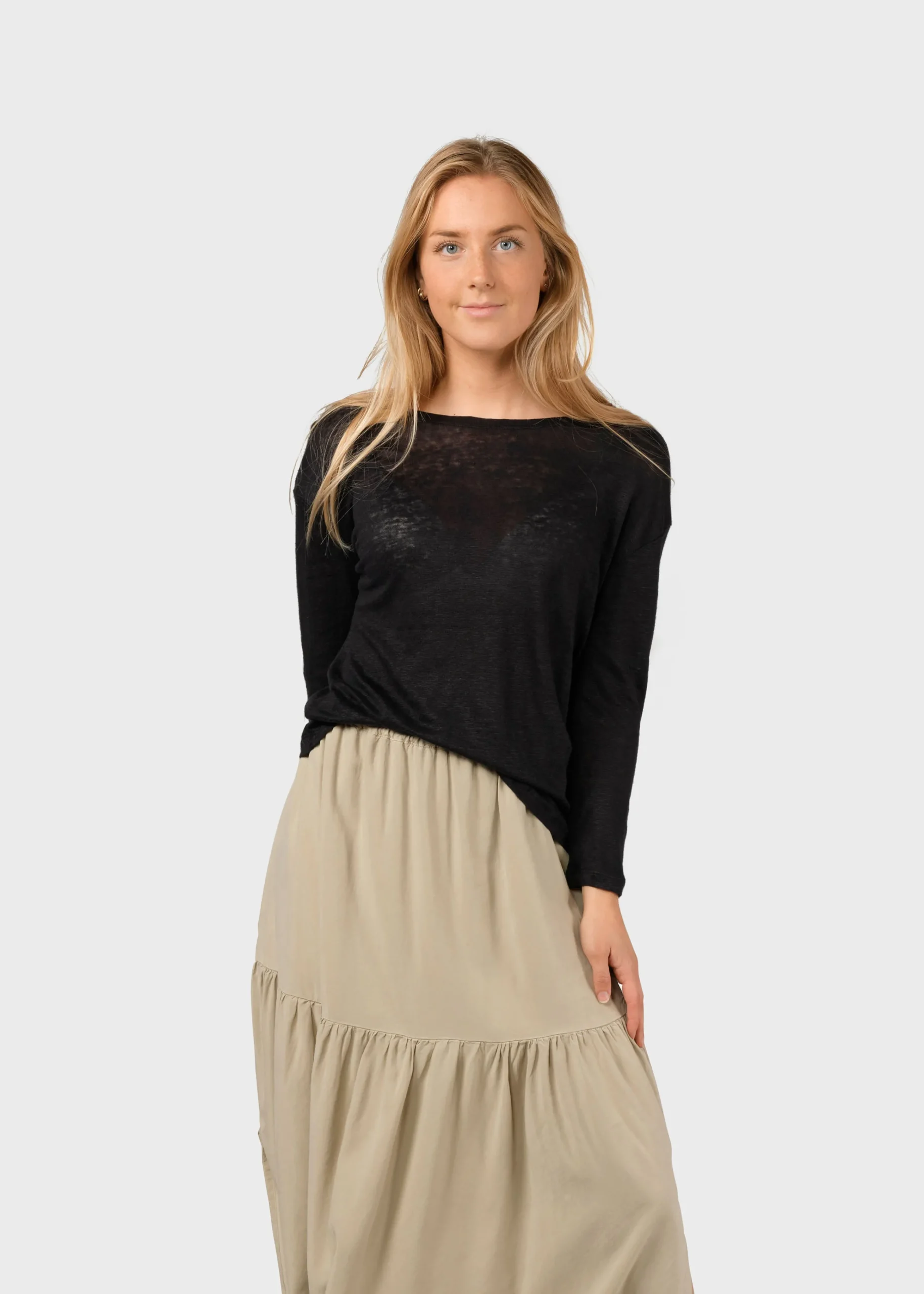 Klitmoller Collective T-shirts-Gudrun LS tee - Black Navy