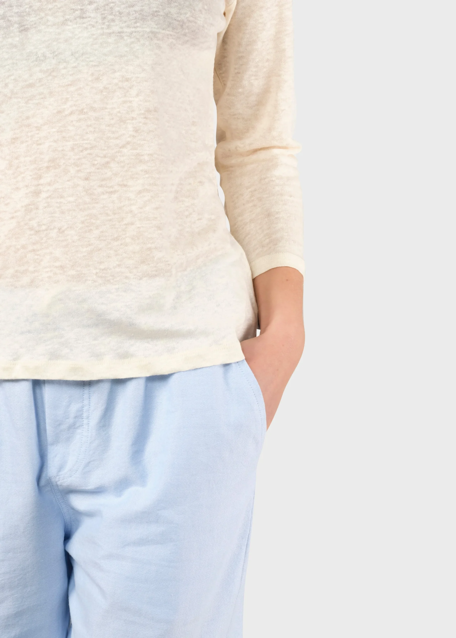 Klitmoller Collective T-shirts-Gudrun LS tee - Cream Navy