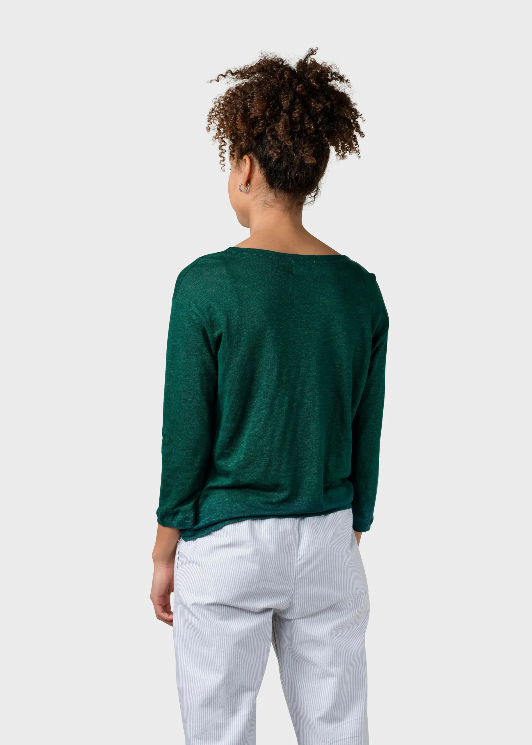 Klitmoller Collective T-shirts-Gudrun LS tee - Moss Green Navy