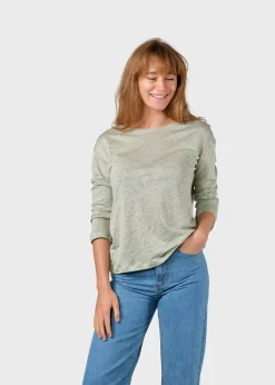 Klitmoller Collective T-shirts-Gudrun LS tee - Sage Navy