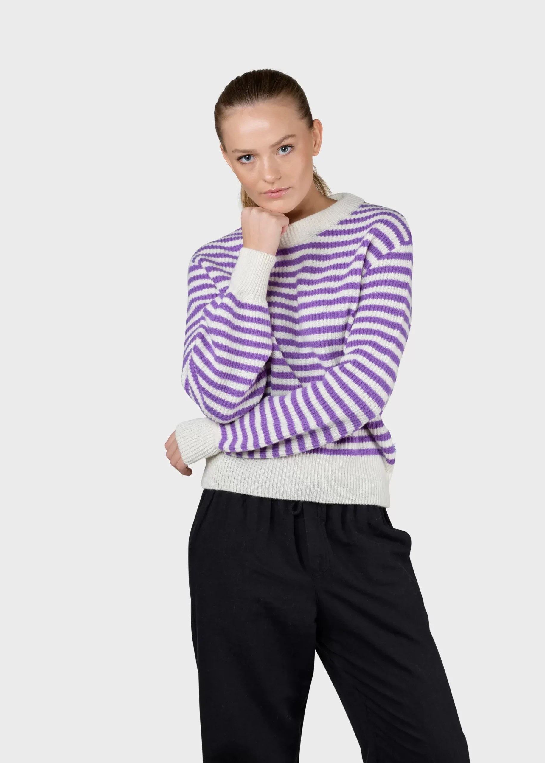 Klitmoller Collective Strick-Gunilla knit - Cream/lilac Mossgreen/cream