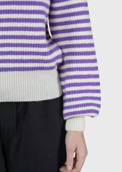 Klitmoller Collective Strick-Gunilla knit - Cream/lilac Mossgreen/cream