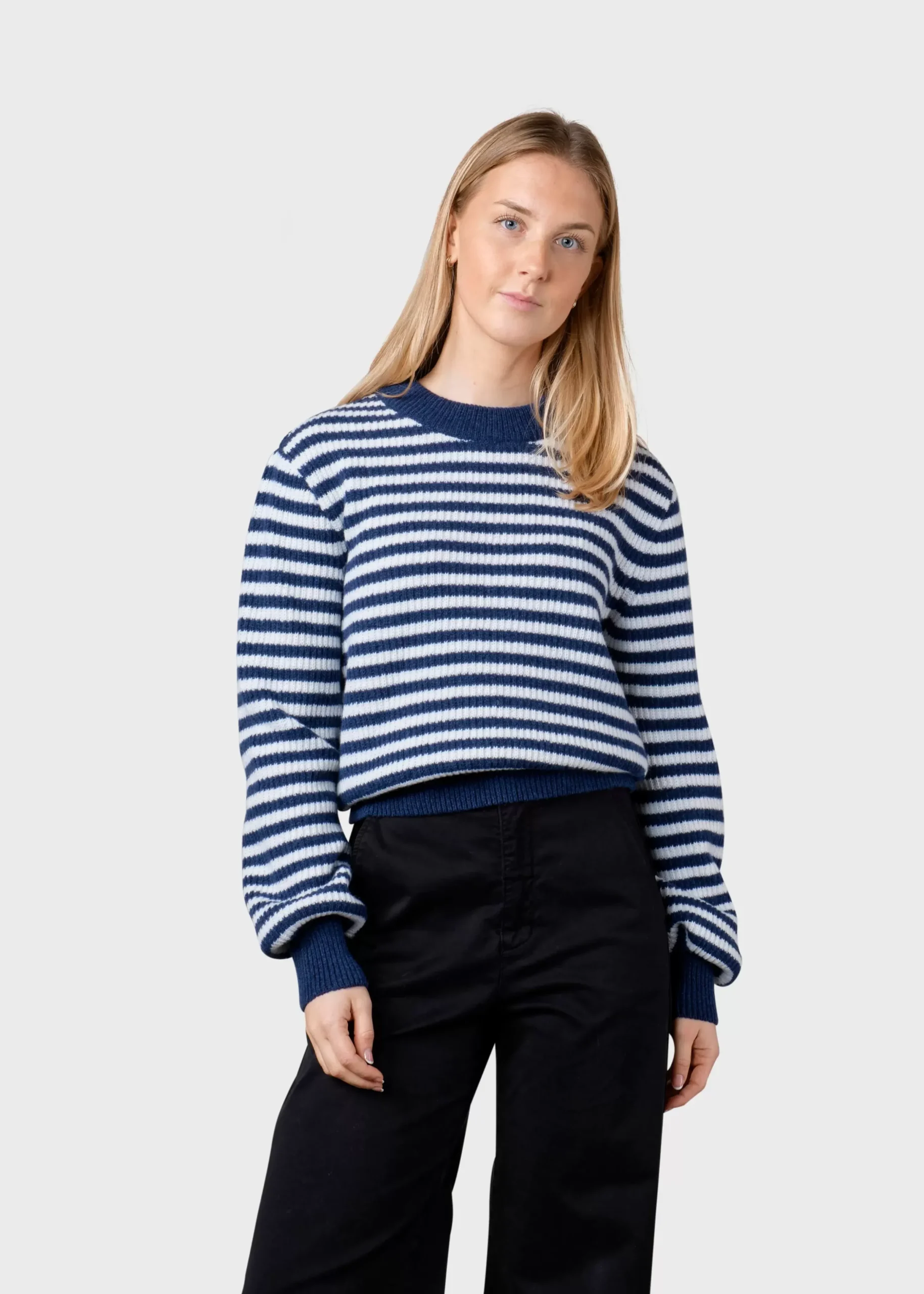 Klitmoller Collective Strick-Gunilla knit - Deep blue/cream Mossgreen/cream