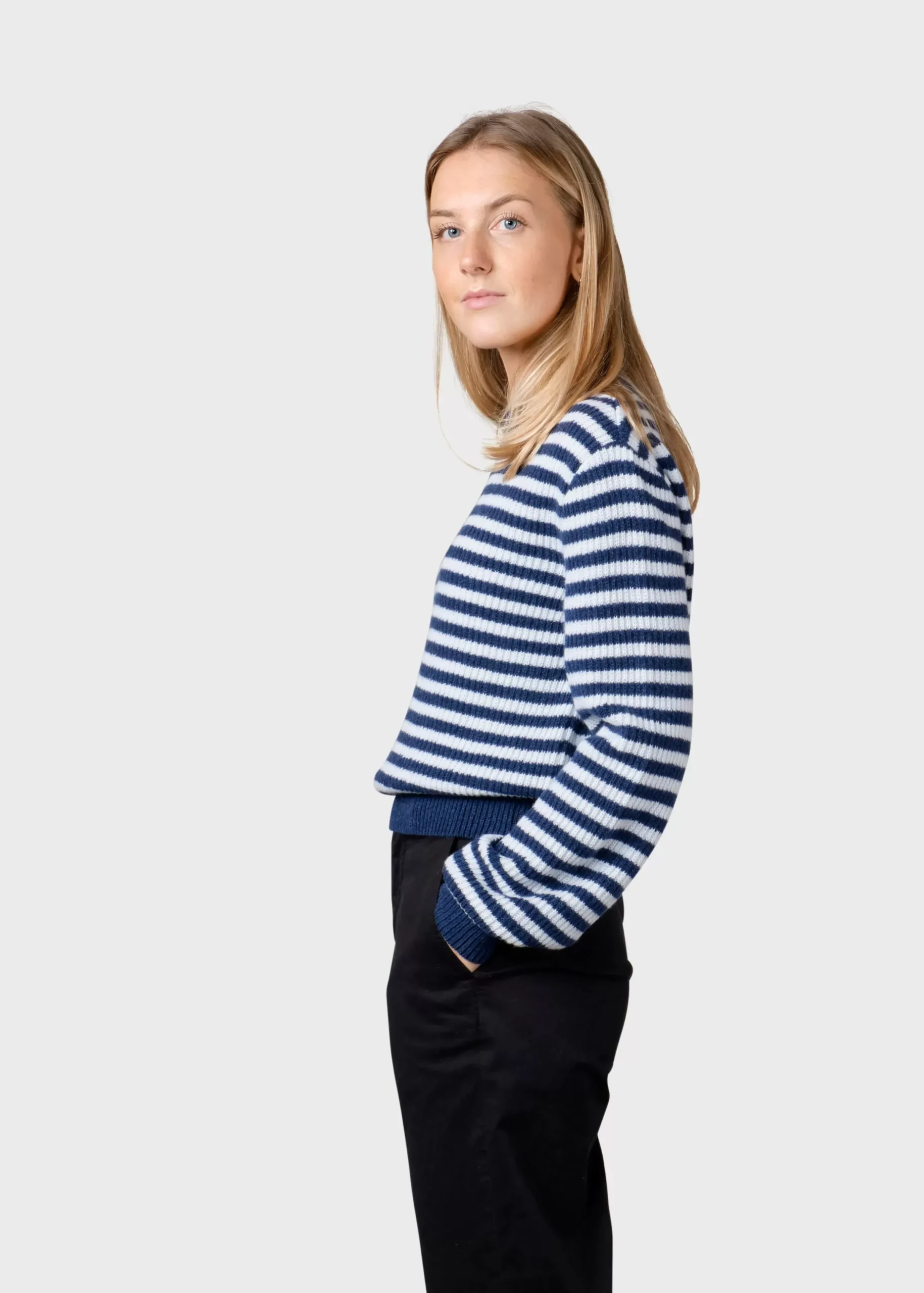 Klitmoller Collective Strick-Gunilla knit - Deep blue/cream Mossgreen/cream
