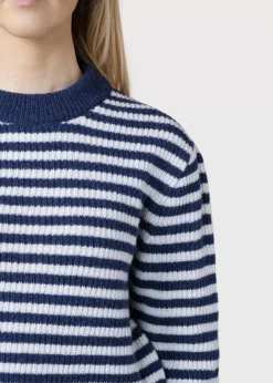 Klitmoller Collective Strick-Gunilla knit - Deep blue/cream Mossgreen/cream