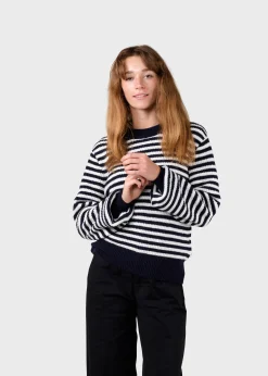 Klitmoller Collective Strick-Gunilla knit - Navy/cream Mossgreen/cream