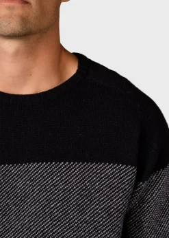 Klitmoller Collective Strick-Halfdann knit - Black/light grey Navy/cream