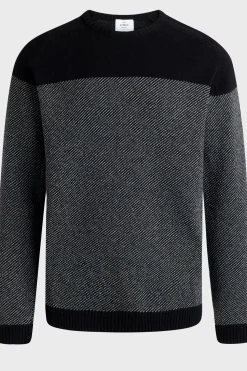 Klitmoller Collective Strick-Halfdann knit - Black/light grey Navy/cream