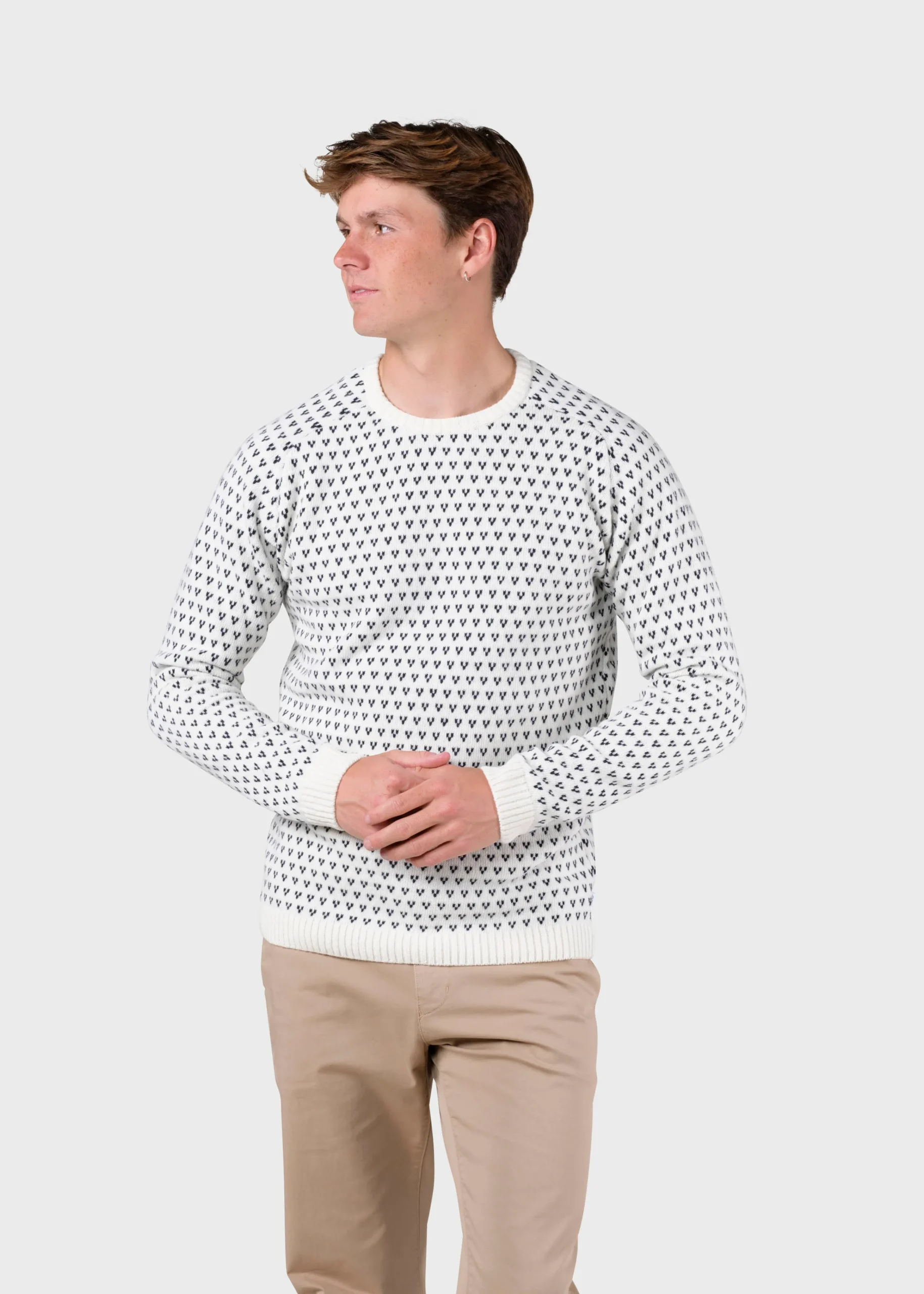 Klitmoller Collective Strick-Hugo knit - Cream/navy Olive/cream