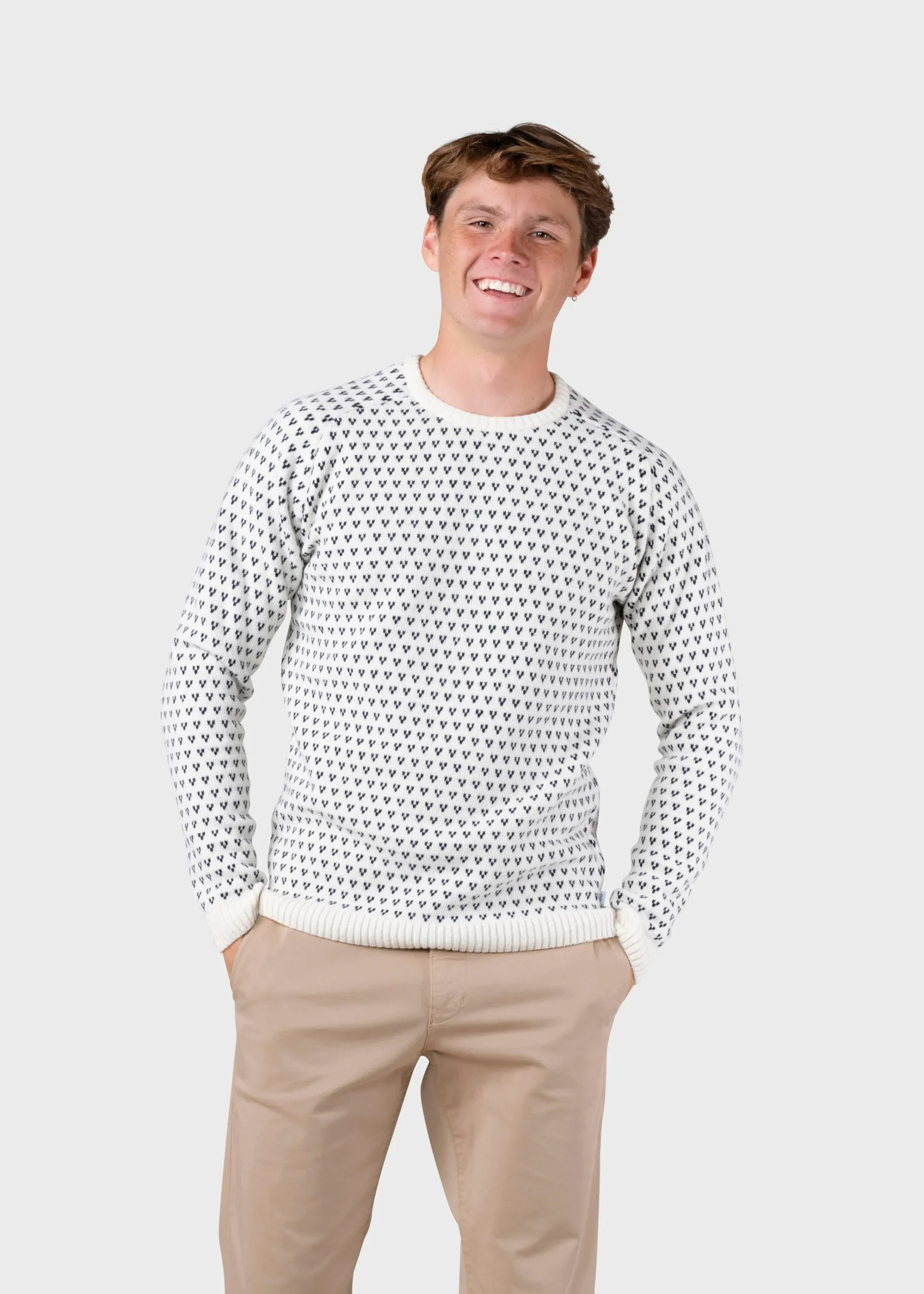Klitmoller Collective Strick-Hugo knit - Cream/navy Olive/cream