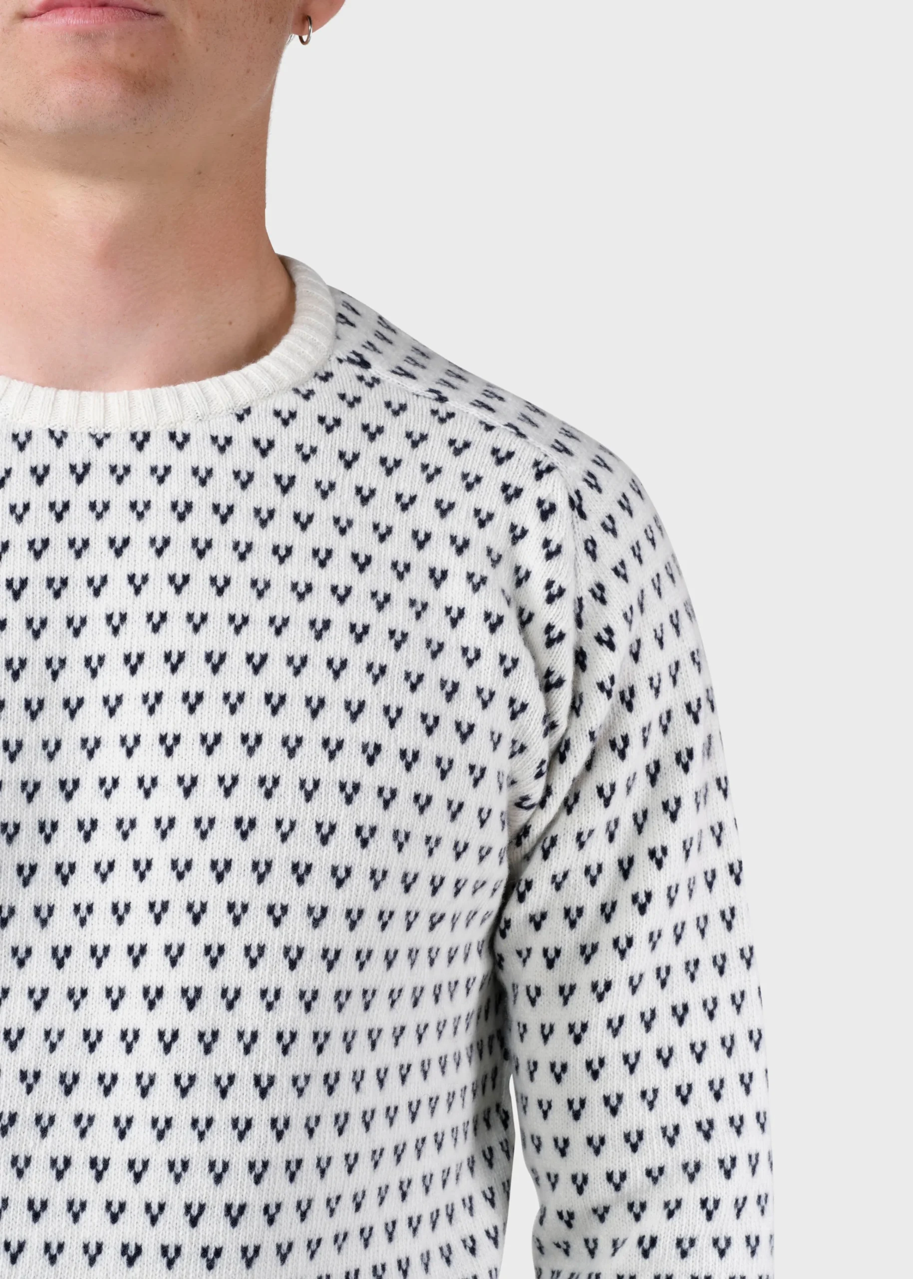 Klitmoller Collective Strick-Hugo knit - Cream/navy Olive/cream